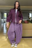 Cabbage Rose Cotton Quilted Jacket Aubergine